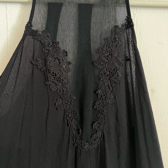 Urban Outfitters sheer black slip romper with lace floral detailing - Picture 2 of 4